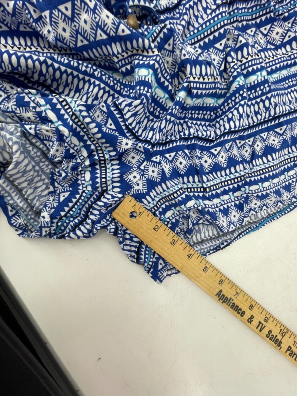 Old Navy Blue White Pattern Pull On Paper Bag Drawstring Waist Shorts Size XXL - Picture 12 of 13